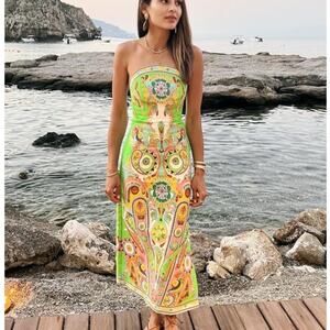 ALEMAIS ★ Bath House Linen Halter Ruffle Midi Dress ALÉMAIS Bath House Linen Halter Ruffle Midi Dress